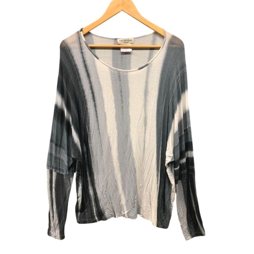 Ivan Grundahl Striped Drape Knit Top Womens Size L Gray Avant Garde Lagenlook
